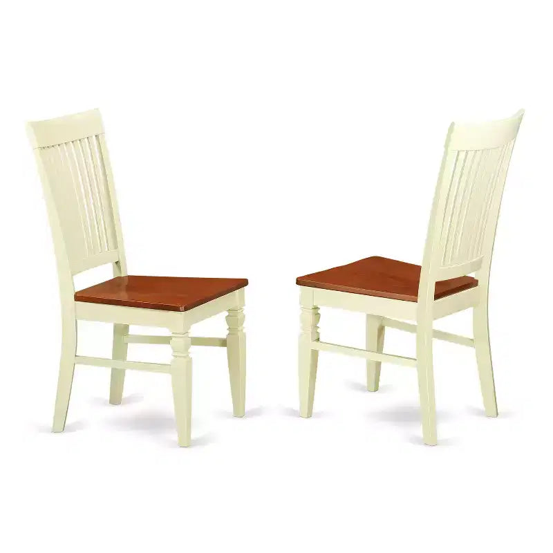 HomeStock Set da Pranzo Rotondo da 3 Pezzi in Legno Massello con Finitura Buttermilk e Ciliegio