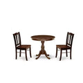 3-Piece Mahogany Finish Solid Wood Top - Dining Room Set - Seats-4