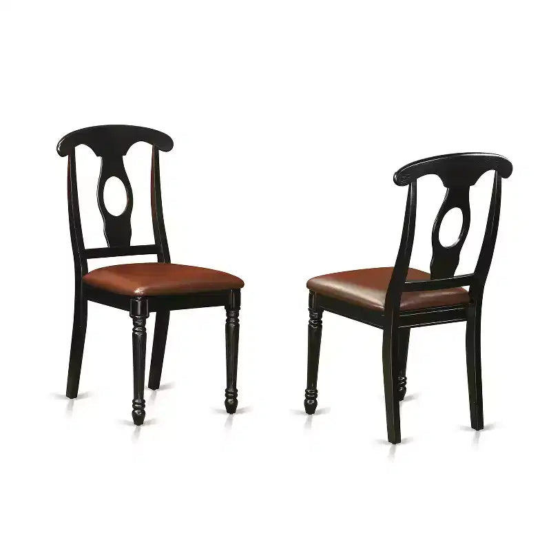 HomeStock Set da Pranzo Rotondo da 3 Pezzi, Tavolo con Piano in Legno Massello Finitura Nera e Ciliegio e 2 Sedie