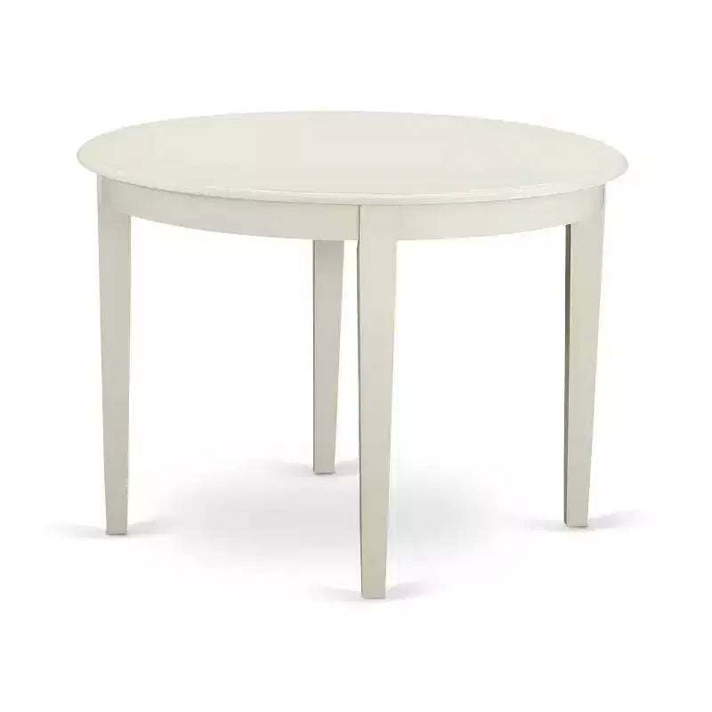 HomeStock Set di 3 pezzi da pranzo con tavolo rotondo e piano in legno massello, finitura bianca