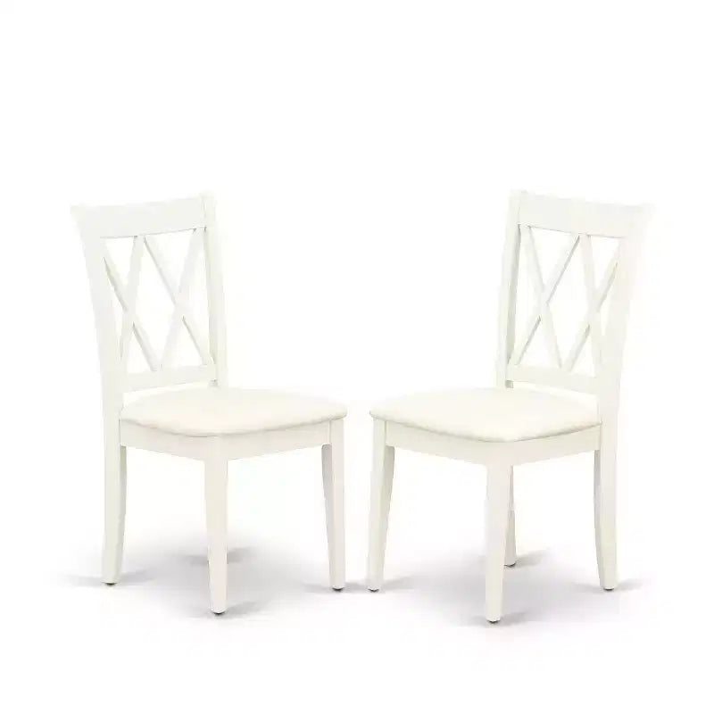 Set da pranzo 3 pezzi - Tavolo da cucina e 2 sedie da pranzo - Finitura bianco lino - Tavolo rotondo piccolo