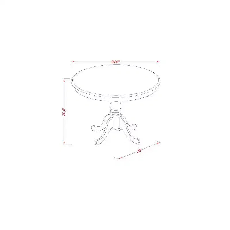HomeStock Set da pranzo rotondo da 3 pezzi con piano in legno massiccio spazzolato nero - 4 posti a sedere