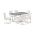 HomeStock 7-Pc Rectangle Natural Oak Finish Solid Wood Top Dining Table with 6-Chairs