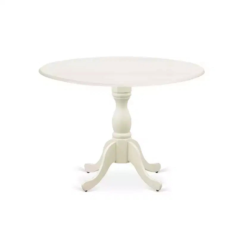 HomeStock Set pranzo 5 pezzi in legno massello con top in lino bianco, tavolo con 4 sedie con schienale a traliccio e piano ribaltabile