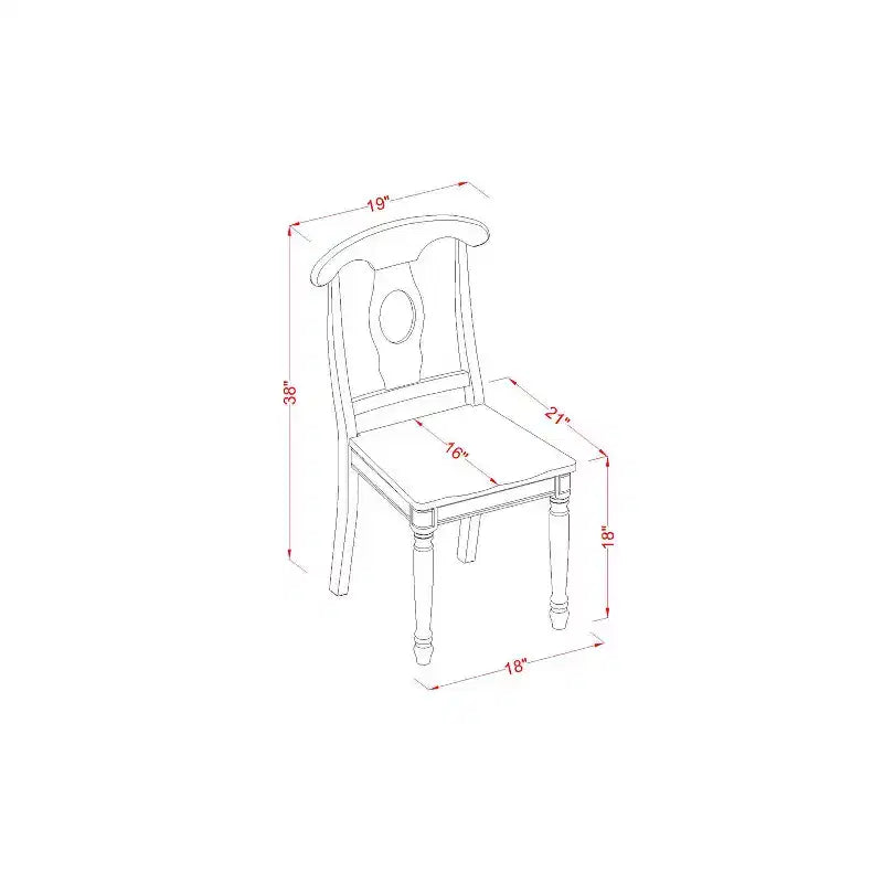 Tavolo da pranzo HomeStock a 5 pezzi con piano rotondo in legno massello con finitura color latticello e ciliegio e 4 sedie