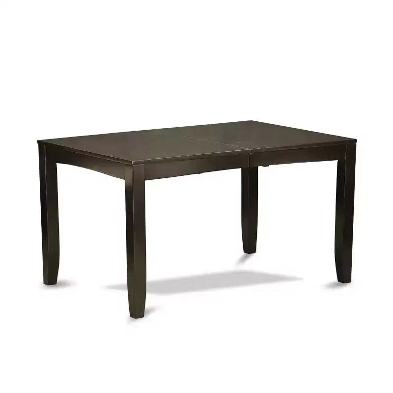 Set Tavolo da Cucina 7 Pezzi Tavolo da Pranzo con Sedie in Tessuto Lino Blu Gambe Color Cappuccino