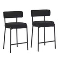 Furnilivng 24Modern Boucle Fabric Counter Height Stools Set of 2, Mid Back and Metal Frame for Kitchen Island, Dining Room