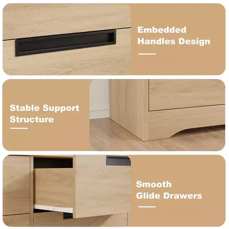 COZONY Comò Moderno a 4 Cassetti con Maniglie Nascoste, Armadio Contenitore in Legno per Camera da Letto, Soggiorno, Cameretta