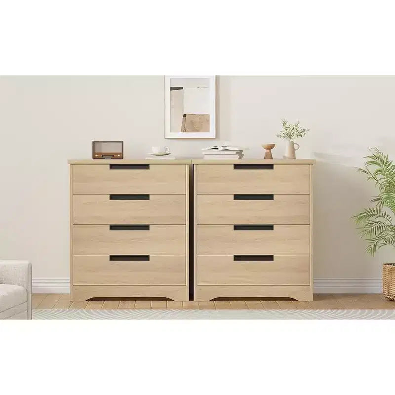 COZONY Comò Moderno a 4 Cassetti con Maniglie Nascoste, Armadio Contenitore in Legno per Camera da Letto, Soggiorno, Cameretta