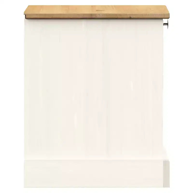Comodino Bianco Pino massiccio, legno ingegnerizzato, metallo