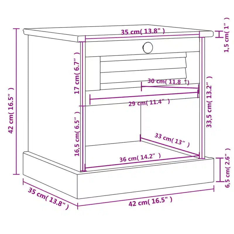 Comodino Bianco Pino massiccio, legno ingegnerizzato, metallo