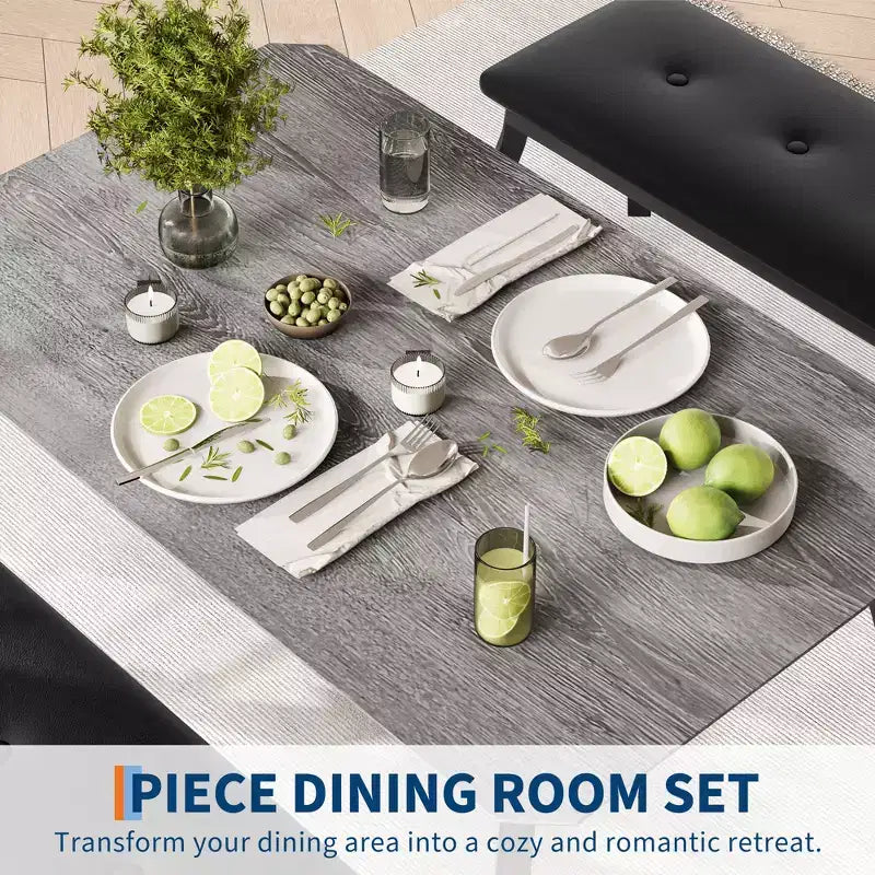 Set tavolo da pranzo con panca Tavolo da pranzo in legno con 2 panche Set tavolo e sedie da pranzo per 4-6 persone Adatto per cucine, appartamenti e monolocali