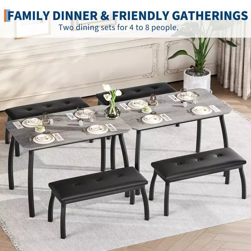 Set tavolo da pranzo con panca Tavolo da pranzo in legno con 2 panche Set tavolo e sedie da pranzo per 4-6 persone Adatto per cucine, appartamenti e monolocali