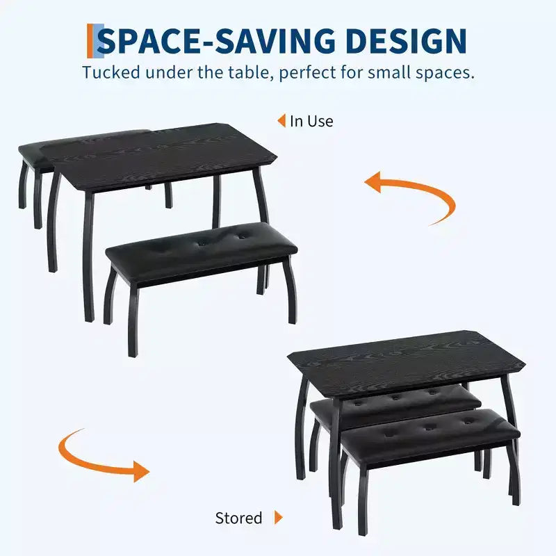 Set tavolo da pranzo con panca Tavolo da pranzo in legno con 2 panche Set tavolo e sedie da pranzo per 4-6 persone Adatto per cucine, appartamenti e monolocali