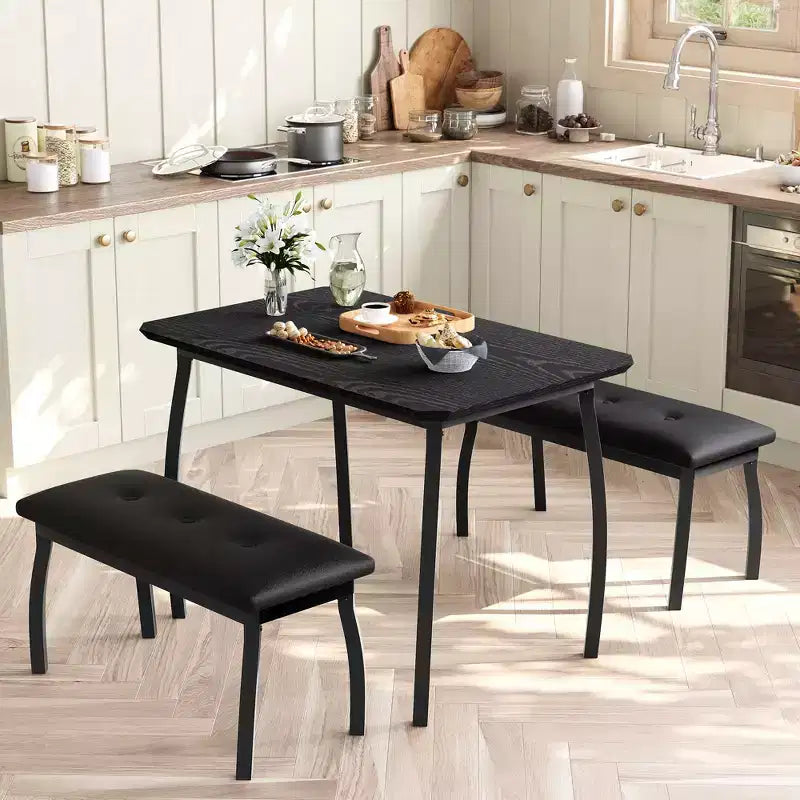 Set tavolo da pranzo con panca Tavolo da pranzo in legno con 2 panche Set tavolo e sedie da pranzo per 4-6 persone Adatto per cucine, appartamenti e monolocali
