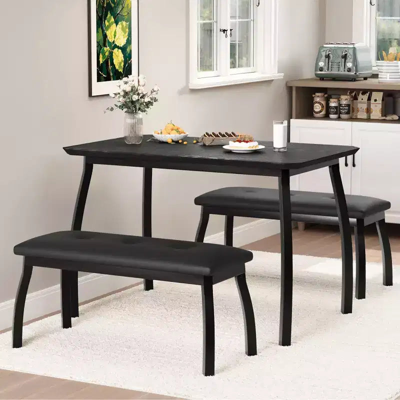 Set tavolo da pranzo con panca Tavolo da pranzo in legno con 2 panche Set tavolo e sedie da pranzo per 4-6 persone Adatto per cucine, appartamenti e monolocali