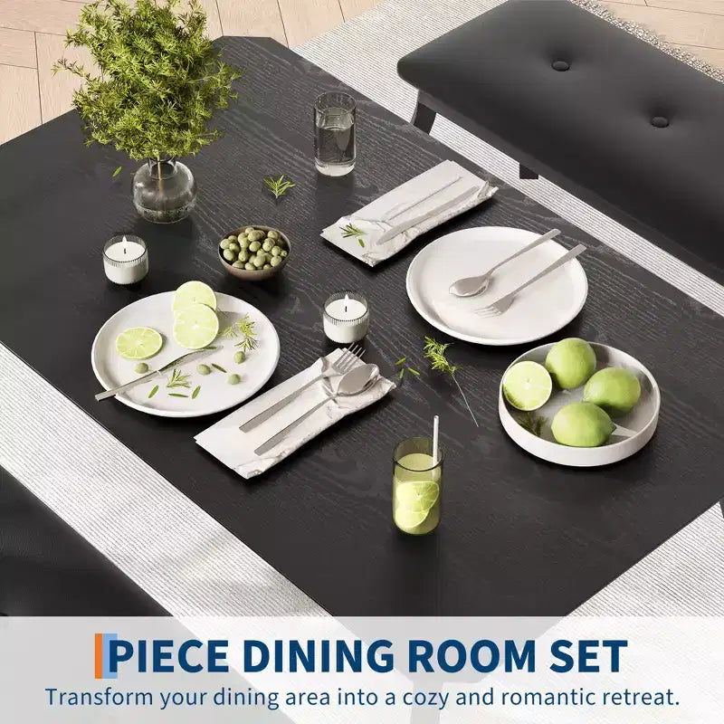 Set tavolo da pranzo con panca Tavolo da pranzo in legno con 2 panche Set tavolo e sedie da pranzo per 4-6 persone Adatto per cucine, appartamenti e monolocali