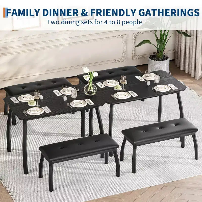 Set tavolo da pranzo con panca Tavolo da pranzo in legno con 2 panche Set tavolo e sedie da pranzo per 4-6 persone Adatto per cucine, appartamenti e monolocali