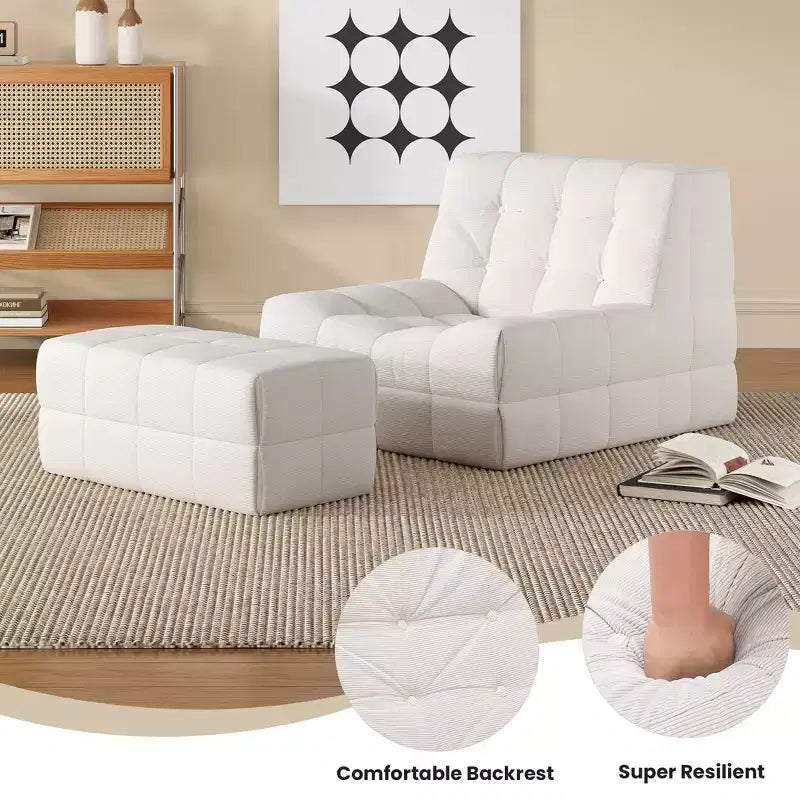 GDFStudio Hayes Poltrona Sacco Ergonomica in Memory Foam con Poggiapiedi