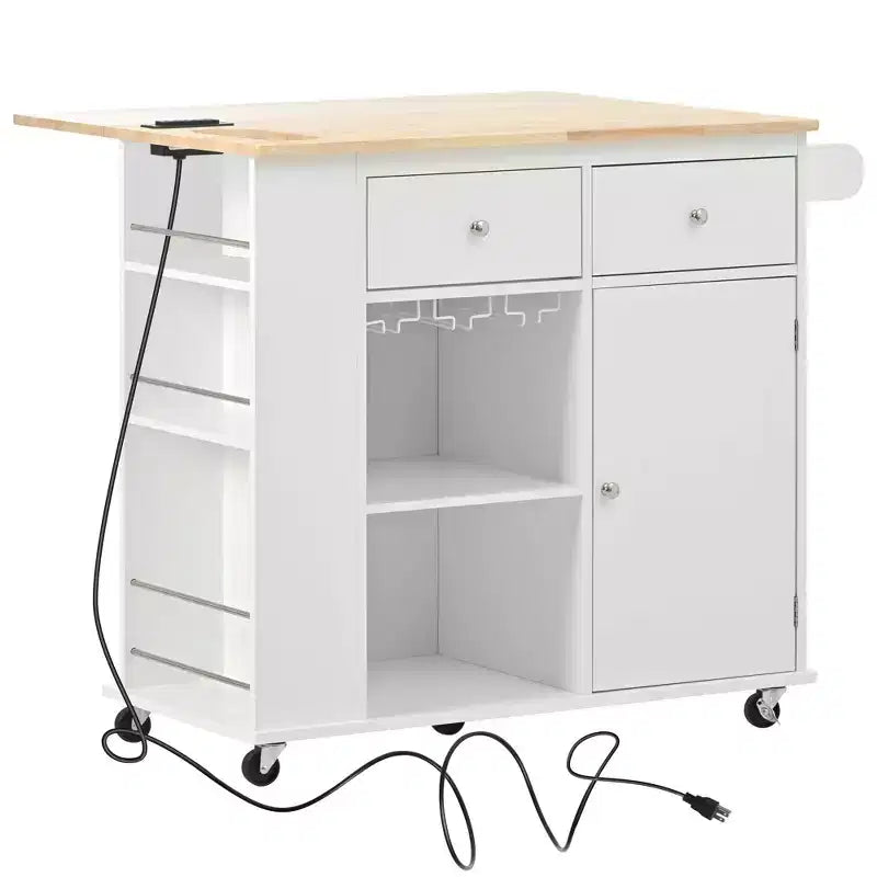PexFix Isola Cucina 101 cm L x 85.6 cm H, con Ante a Ribalta, Portabottiglie e Ripiani Regolabili, in Bianco