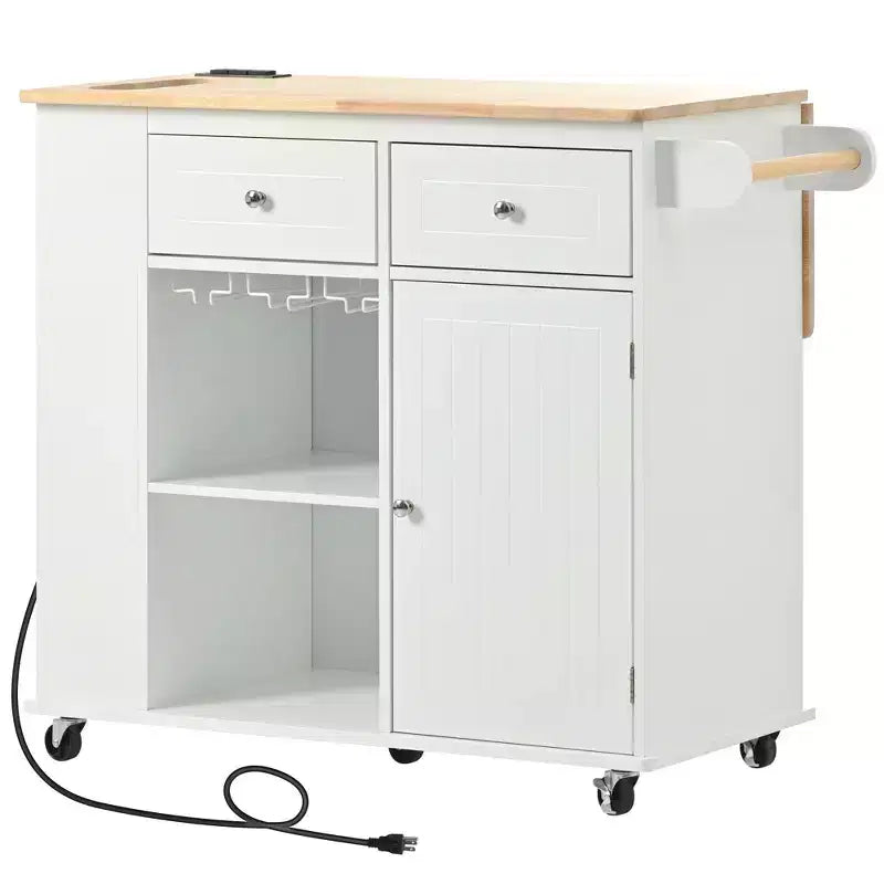 PexFix Isola Cucina 101 cm L x 85.6 cm H, con Ante a Ribalta, Portabottiglie e Ripiani Regolabili, in Bianco