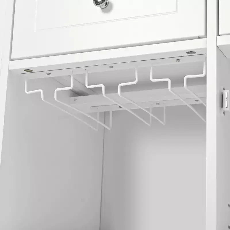 PexFix Isola Cucina 101 cm L x 85.6 cm H, con Ante a Ribalta, Portabottiglie e Ripiani Regolabili, in Bianco