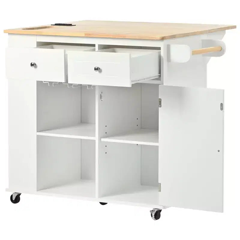 PexFix Isola Cucina 101 cm L x 85.6 cm H, con Ante a Ribalta, Portabottiglie e Ripiani Regolabili, in Bianco