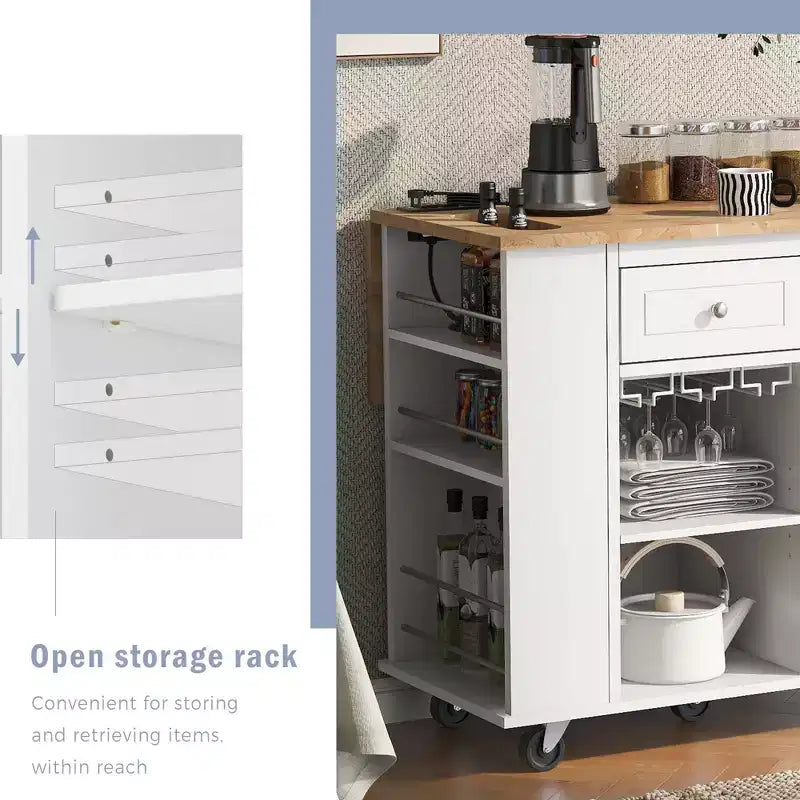 PexFix Isola Cucina 101 cm L x 85.6 cm H, con Ante a Ribalta, Portabottiglie e Ripiani Regolabili, in Bianco