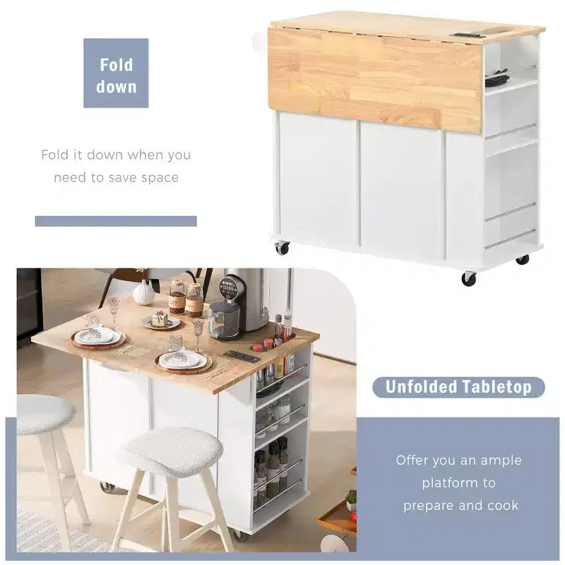 PexFix Isola Cucina 101 cm L x 85.6 cm H, con Ante a Ribalta, Portabottiglie e Ripiani Regolabili, in Bianco