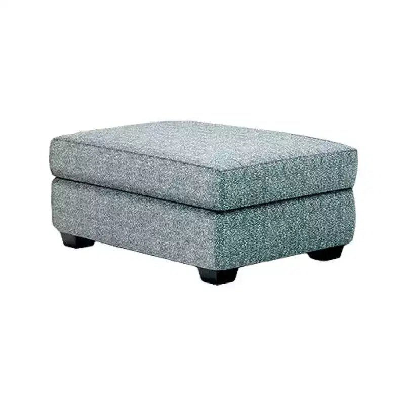 Pouf Royal Hampton, blu acqua, rivestimento in poliestere imbottito, legno nero, 100 cm