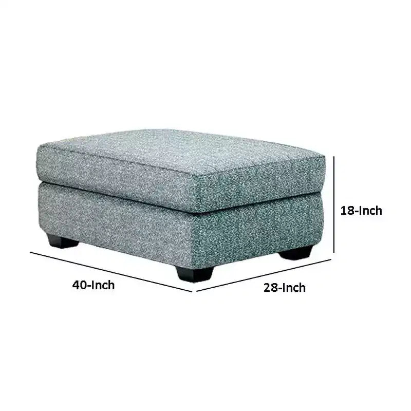 Pouf Royal Hampton, blu acqua, rivestimento in poliestere imbottito, legno nero, 100 cm