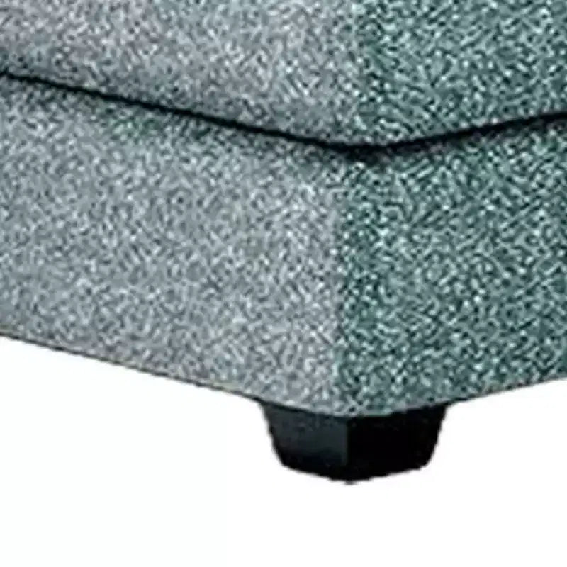 Pouf Royal Hampton, blu acqua, rivestimento in poliestere imbottito, legno nero, 100 cm