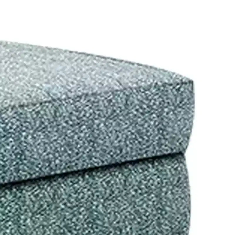 Pouf Royal Hampton, blu acqua, rivestimento in poliestere imbottito, legno nero, 100 cm