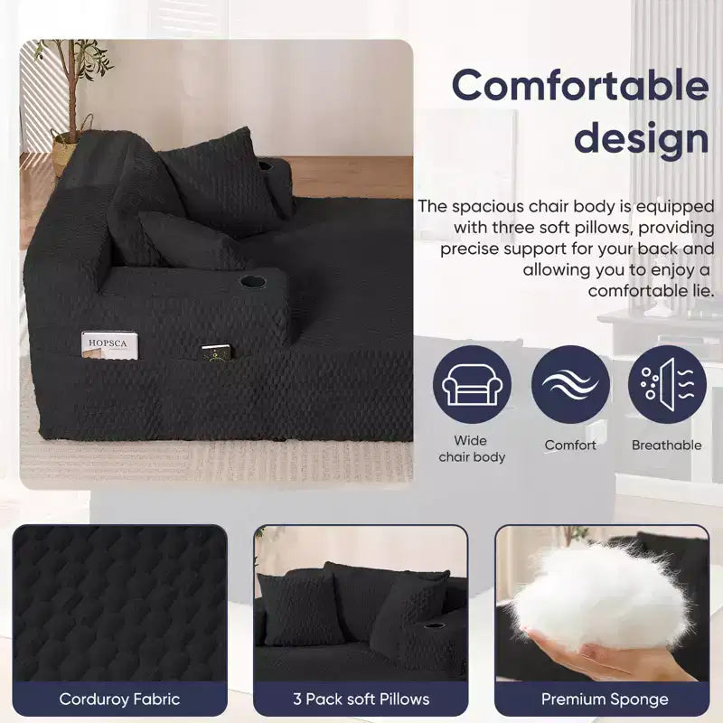 Mjkone 54 Poltrona Chaise Longue, Poltrona Singola in Velluto Tartaruga, Poltrona da Lettura Imbottita con Cuscini, Portabicchieri, Tasche Laterali