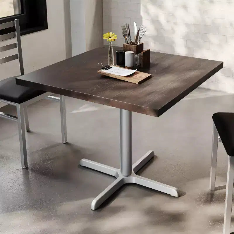 Flash Furniture Bennett Piano Tavolo Quadrato in Legno Massello Commerciale da Interno con Base a X in Ghisa Antiruggine per Altezza Cena 30 x 30