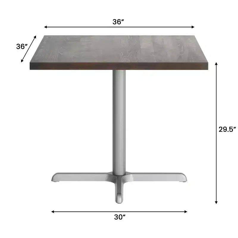 Flash Furniture Bennett Piano Tavolo Quadrato in Legno Massello Commerciale da Interno con Base a X in Ghisa Antiruggine per Altezza Cena 30 x 30