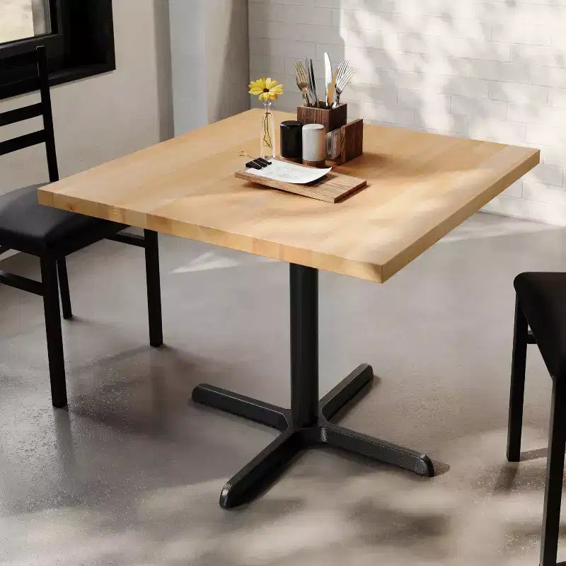 Flash Furniture Bennett Piano Tavolo Quadrato in Legno Massello Commerciale da Interno con Base a X in Ghisa Antiruggine per Altezza Cena 30 x 30