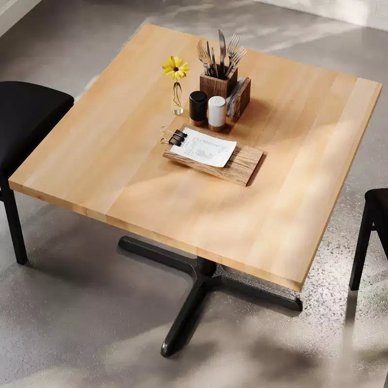 Flash Furniture Bennett Piano Tavolo Quadrato in Legno Massello Commerciale da Interno con Base a X in Ghisa Antiruggine per Altezza Cena 30 x 30