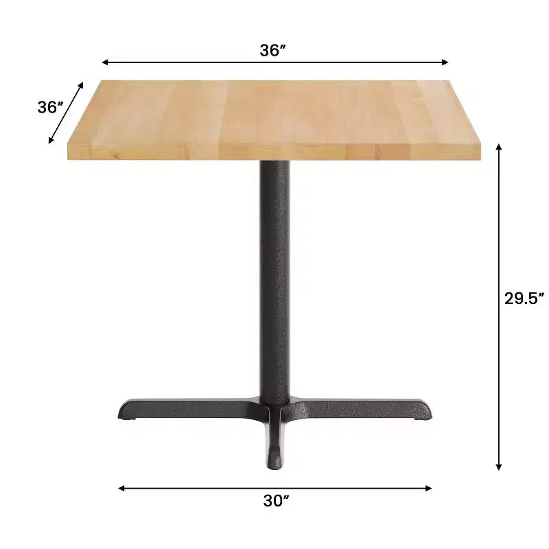 Flash Furniture Bennett Piano Tavolo Quadrato in Legno Massello Commerciale da Interno con Base a X in Ghisa Antiruggine per Altezza Cena 30 x 30