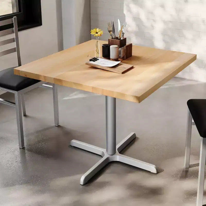 Flash Furniture Bennett Piano Tavolo Quadrato in Legno Massello Commerciale da Interno con Base a X in Ghisa Antiruggine per Altezza Cena 30 x 30