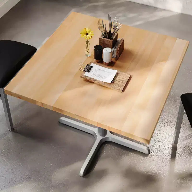 Flash Furniture Bennett Piano Tavolo Quadrato in Legno Massello Commerciale da Interno con Base a X in Ghisa Antiruggine per Altezza Cena 30 x 30