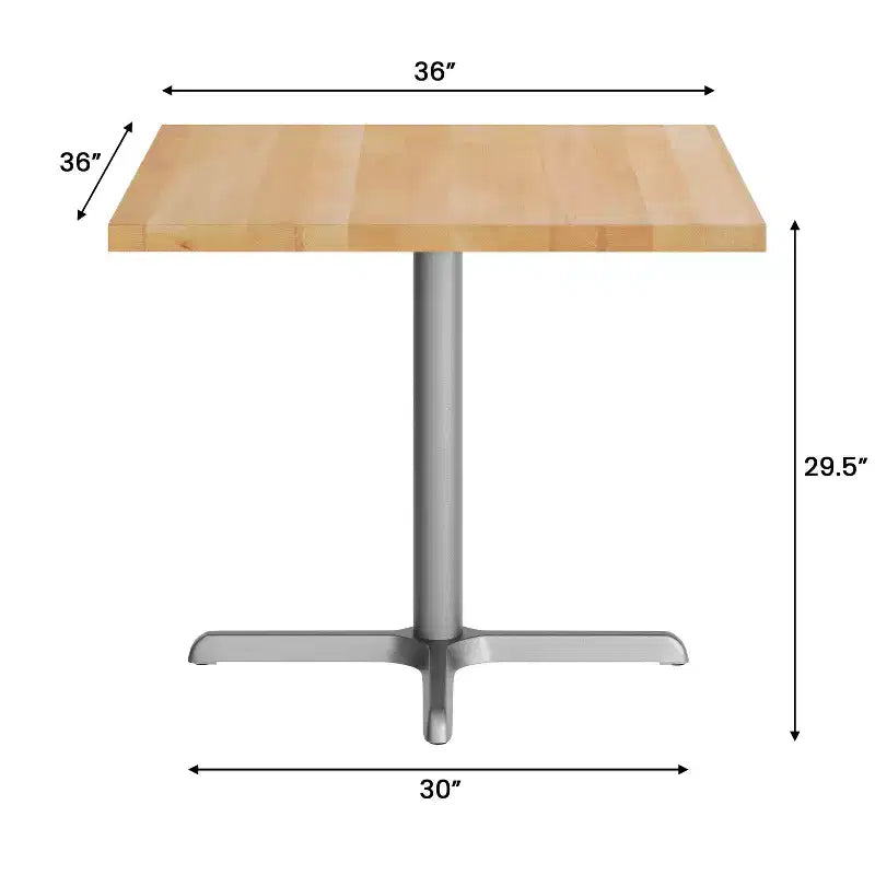 Flash Furniture Bennett Piano Tavolo Quadrato in Legno Massello Commerciale da Interno con Base a X in Ghisa Antiruggine per Altezza Cena 30 x 30