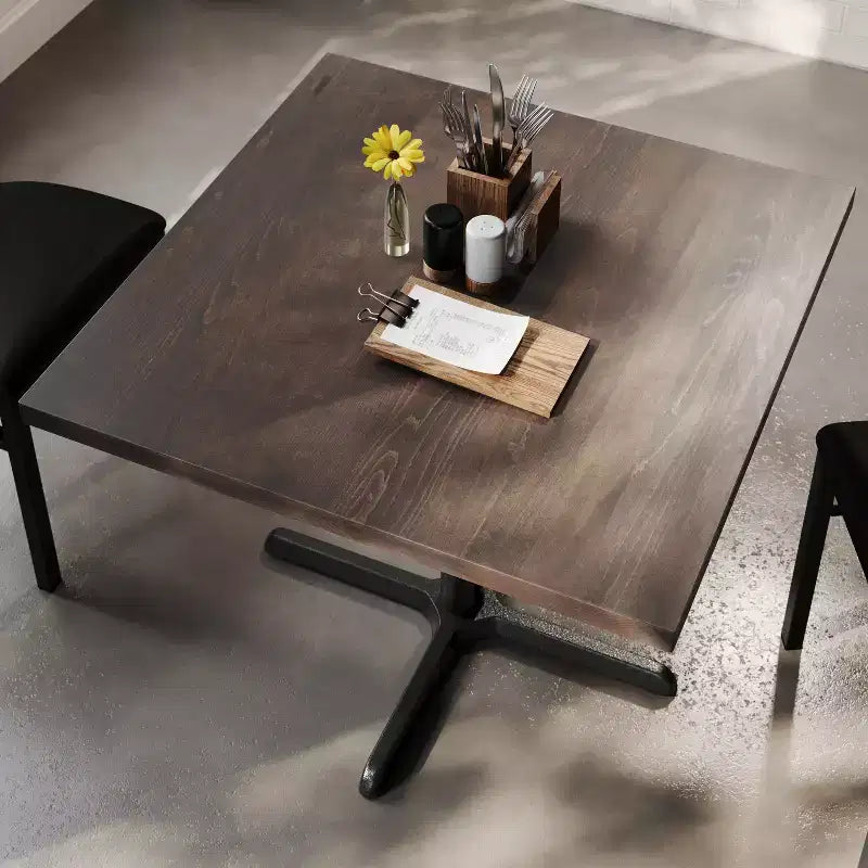 Flash Furniture Bennett Piano Tavolo Quadrato in Legno Massello Commerciale da Interno con Base a X in Ghisa Antiruggine per Altezza Cena 30 x 30