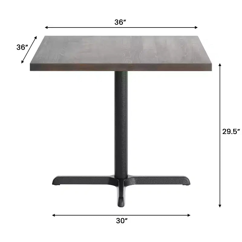 Flash Furniture Bennett Piano Tavolo Quadrato in Legno Massello Commerciale da Interno con Base a X in Ghisa Antiruggine per Altezza Cena 30 x 30