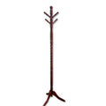 Okak 71.5IN Freestanding Hall Tree with Wooden Stand, Elegent Coat Rack with 6 Hooks, Coat Tree for Living Room, Bedroom, Entryway, Cherry