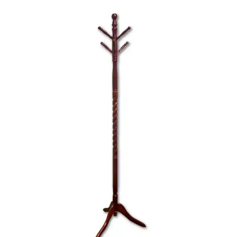 Okak 71.5IN Freestanding Hall Tree with Wooden Stand, Elegent Coat Rack with 6 Hooks, Coat Tree for Living Room, Bedroom, Entryway, Cherry