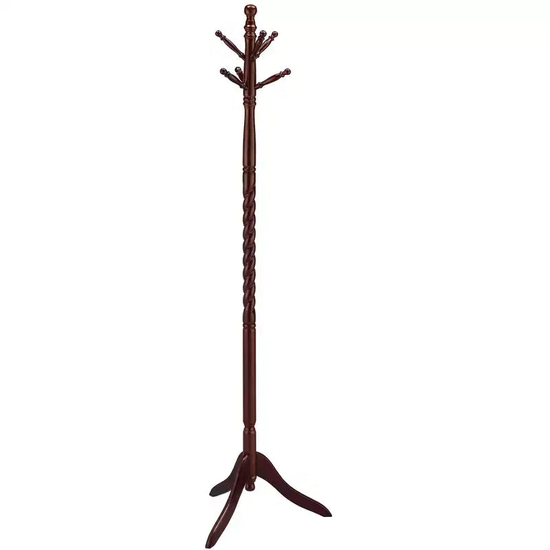 Okak 71.5IN Appendiabiti Autoportante con Supporto in Legno, Elegante Attaccapanni con 6 Ganci, Appendiabiti per Soggiorno, Camera da Letto, Ingresso, Ciliegio