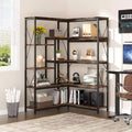 Celebalcony 5 Tiers Corner Bookshelf, 70.86 Tall L-Shaped Bookcase, Corner Shelf Display Storage Rack with Metal Frame for Living Room Home Office