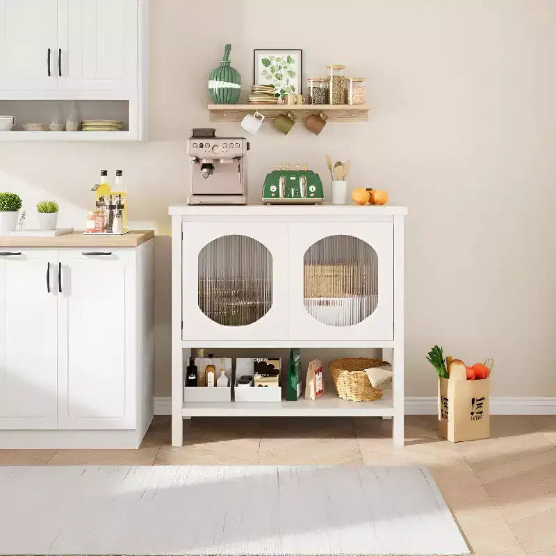 COZONY Tavolo consolle in stile rustico con mobiletto a 2 ante, tavolo da ingresso con ripiano per soggiorno