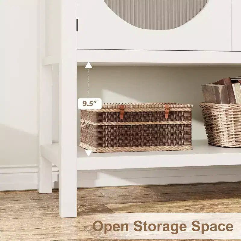 COZONY Tavolo consolle in stile rustico con mobiletto a 2 ante, tavolo da ingresso con ripiano per soggiorno